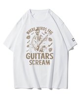 Koszulka oversize Krzyk Gitary Muzyka Szkielet Biały XL