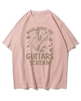 Koszulka oversize Krzyk Gitary Muzyka Szkielet Różowy M
