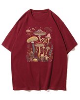 Koszulka oversize Magiczne Leśne Grzyby Zbieranie Hobby Bordowy XXL