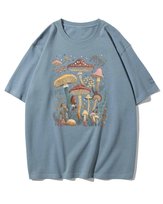 Koszulka oversize Magiczne Leśne Grzyby Zbieranie Hobby Niebieska S