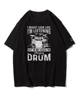 Koszulka oversize Myśli Perkusisty Muzyka Prezent Czarny L