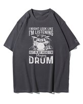 Koszulka oversize Myśli Perkusisty Muzyka Prezent Grafitowy XXL