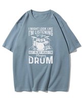 Koszulka oversize Myśli Perkusisty Muzyka Prezent Niebieska XL