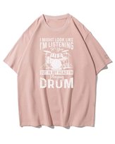Koszulka oversize Myśli Perkusisty Muzyka Prezent Różowy S
