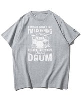 Koszulka oversize Myśli Perkusisty Muzyka Prezent Szara XXL