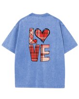 Koszulka oversize nadruk dwustronny Miłość Serce jasnoniebieski S