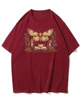 Koszulka oversize Nocny Motyl z Książką Mól Książkowy Bordowy M