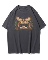 Koszulka oversize Nocny Motyl z Książką Mól Książkowy Grafitowy L