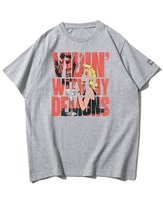 Koszulka oversize Pakt z Demonami Dark Vibes Retro Nadruk Szara XXL