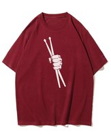 Koszulka oversize Pałeczki Perkusyjne Mocny Beat Muzyka Bordowy XXL