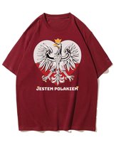Koszulka oversize Patriotyczna Jestem Polakiem Godło Bordowy L