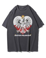 Koszulka oversize Patriotyczna Jestem Polakiem Godło Grafitowy XL