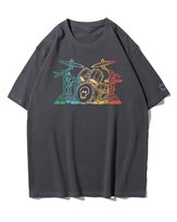 Koszulka oversize Perkusja z Czaszką Vintage Muzyka Grafitowy L