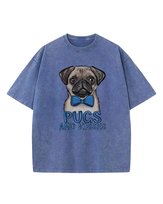 Koszulka oversize Pugs and Kisses Pies Mops Sprana Niebieska XXL