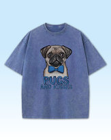 Koszulka oversize Pugs and Kisses Pies Mops Sprana Niebieski M