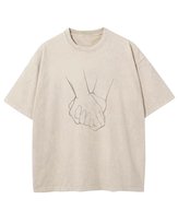 Koszulka oversize Razem Lepiej Splecione Dłonie - efekt sprania Beżowa M