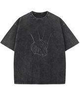 Koszulka oversize Razem Lepiej Splecione Dłonie - efekt sprania Czarna M