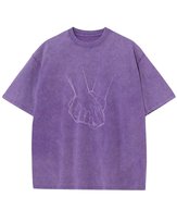 Koszulka oversize Razem Lepiej Splecione Dłonie - efekt sprania Fioletowa 3XL