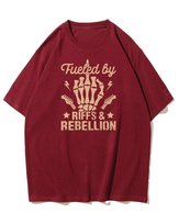 Koszulka oversize Rock i Bunt Gitara Muzyka Szkielet Bordowy 3XL