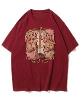 Koszulka oversize Rock & Roll Rockowa Dusza Gitara Muzyka Bordowy L