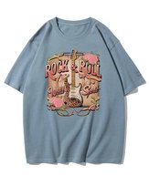 Koszulka oversize Rock & Roll Rockowa Dusza Gitara Muzyka Niebieska M