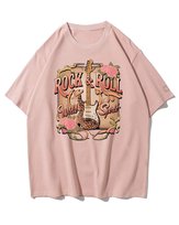 Koszulka oversize Rock & Roll Rockowa Dusza Gitara Muzyka Różowy S
