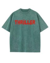 Koszulka oversize THRILLER Silikon, Efekt Sprania Ciemnozielony S