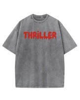 Koszulka oversize THRILLER Silikon, Efekt Sprania Grafitowy M