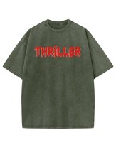 Koszulka oversize THRILLER Silikon, Efekt Sprania Khaki S