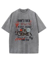 Koszulka oversize True Crime Prawdziwa Zbrodnia Grafitowa L