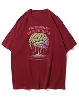 Koszulka oversize Zbyt Dużo Myślę Overthinker na Prezent Bordowy M