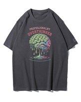 Koszulka oversize Zbyt Dużo Myślę Overthinker na Prezent Grafitowy L