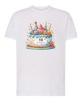 Koszulka Personalizowana Urodziny Tort Biała L