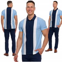 Koszulka Polo Kołnierzyk Męska Pasy Polówka Klasyczna Elegancka XL MORAJ