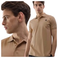 Koszulka polo męska 4F 4FWSS25TPTSM706-83S Brązowy Roz. XL 4F