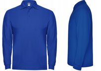 Koszulka POLO Męska Długi Rękaw Bawełna PIQUE ROLY 6635 NIEBIESKI Royal 2XL ROLY
