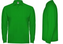 Koszulka POLO Męska Długi Rękaw Bawełna PIQUE ROLY 6635 ZIELONA 2XL ROLY