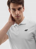 Koszulka polo męska gładka 4F 4FWSS24TPTSM129-10S Biały 4F