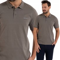 KOSZULKA POLO MĘSKA Z KRÓTKIM RĘKAWEM BAWEŁNIANA KOMFORTOWA MORAJ M GREY