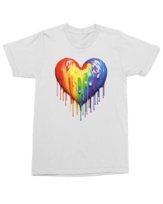 Koszulka Pride Tęczowe serce Duma Tęcza Równość Drip Art Biała L
