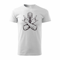 Koszulka rock z gitarą elektryczną gitara rockowa dla gitarzysty biała REGULAR-L
