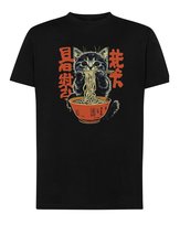 Koszulka Słodki Kotek Ramen Japonia Czarna L