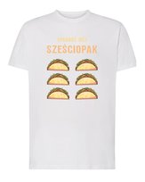 Koszulka Śmieszna Sześciopak Jedzenie Biała XL