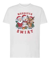 Koszulka Świąteczna Boże Narodzenie Mikołaj Renifer Biały L