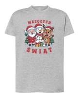 Koszulka Świąteczna Boże Narodzenie Mikołaj Renifer Szary melanż M