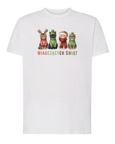 Koszulka Świąteczna Kotki Wesołych Świąt Super Prezent Biały M