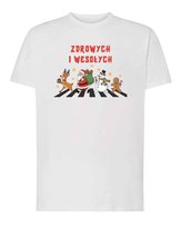 Koszulka Świąteczna Mikołaj Parodia The Beatles Biały L