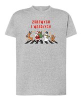 Koszulka Świąteczna Mikołaj Parodia The Beatles Szary melanż XL