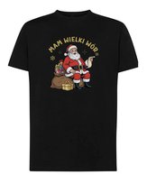 Koszulka Świąteczna Mikołaj Śmieszna Worek Pełen Prezentów Czarny L