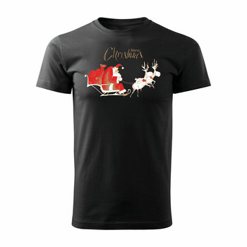 Koszulka świąteczna na święta z Mikołajem Mikołaj męska czarna-XL